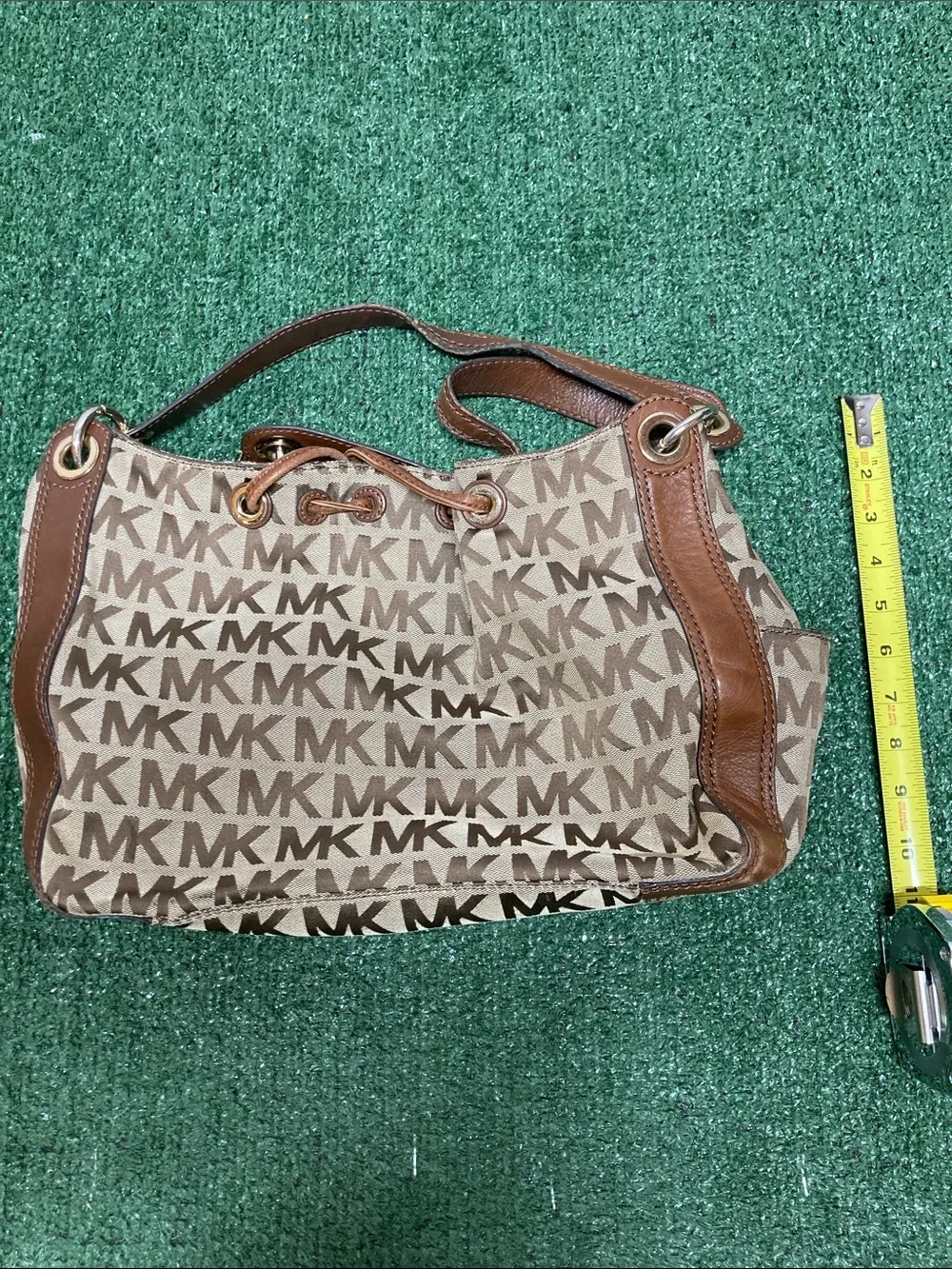 Michael Kors Brown & Beige MK Logo Shoulder Bag (OKPM-09-041)